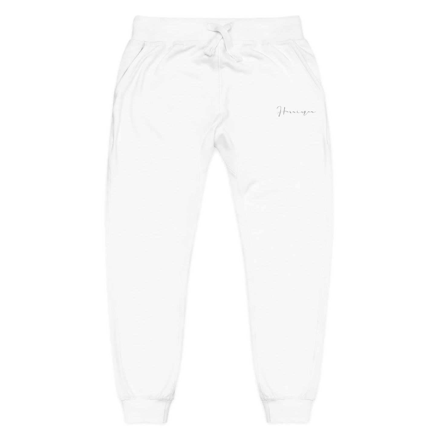 Embroidered Minimal Script Sweatpants — Cozy Fleece Joggers