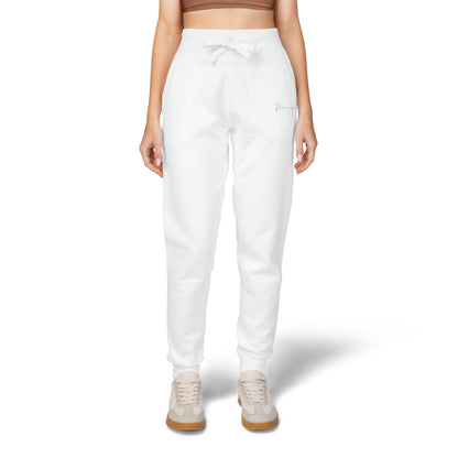 Embroidered Minimal Script Sweatpants — Cozy Fleece Joggers